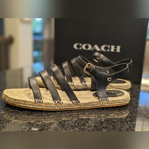 Coach Carissa Espadrille Strappy Leather Sandals Size 9 New in Box ❤ - Picture 3 of 5